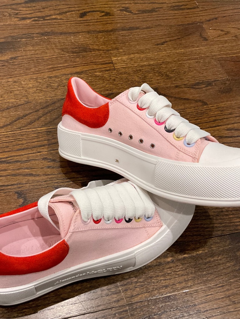 Alexander McQueen pink canvas low-top sneakers size 9.5